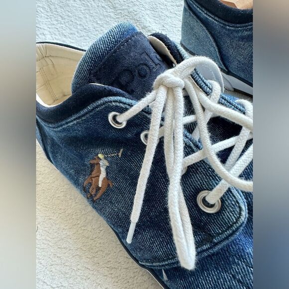 Polo Ralph Lauren Men's Blue Faxon Classic‎ Low-Top Denim Sneakers Size 14D - Picture 12 of 12